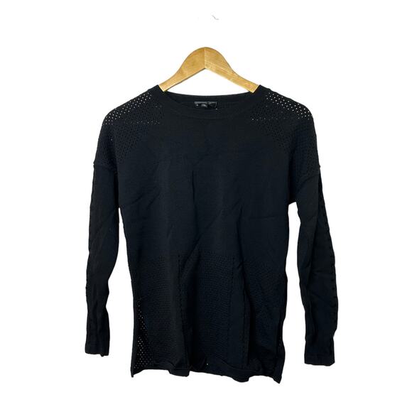 Topshop Black Long Sleeve Cut Out Top Women's US Sz 2 - Picture 1 of 10